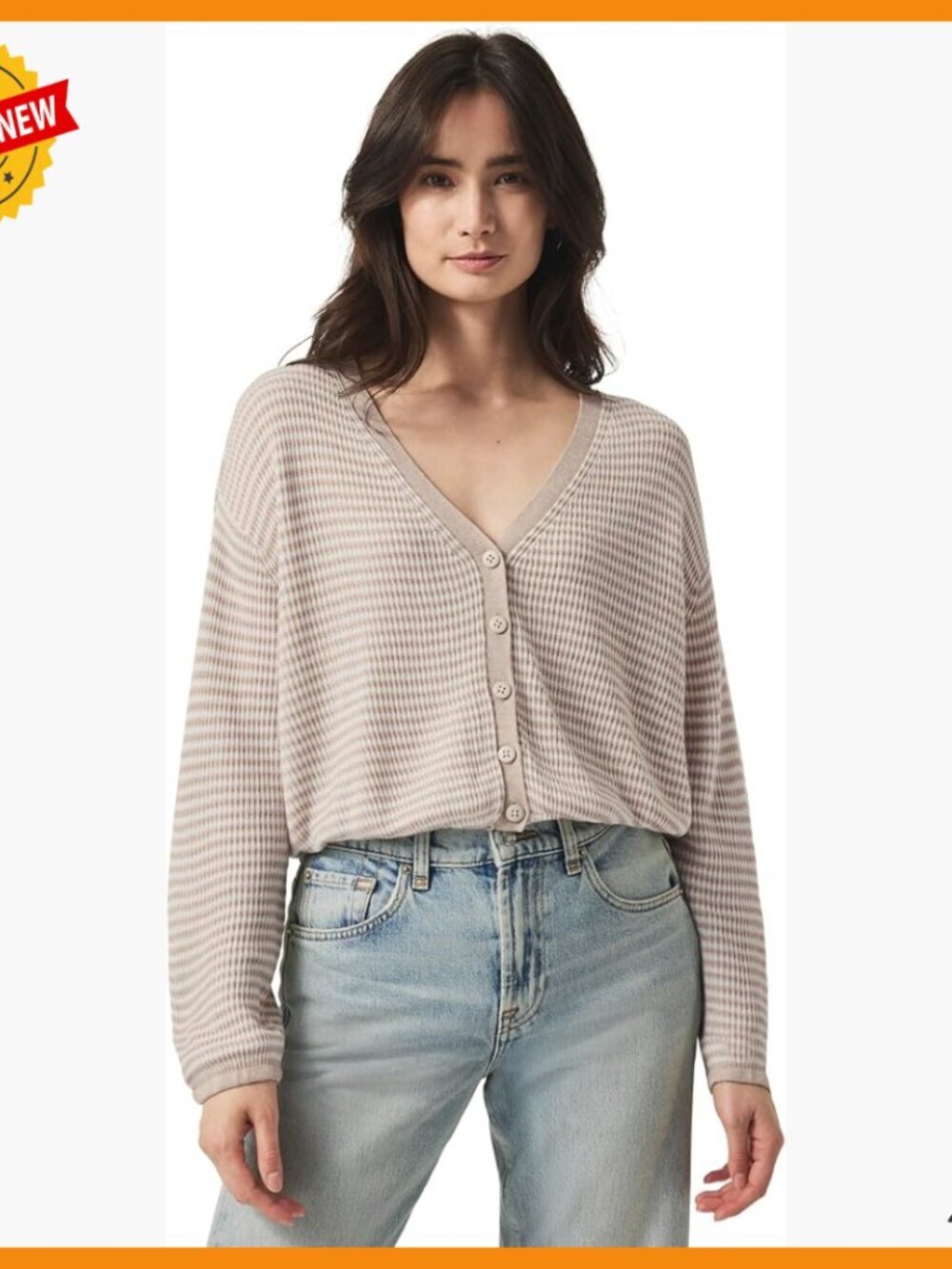Lightweight Cashblend Cardigan with Drawstring Hem, Button Front